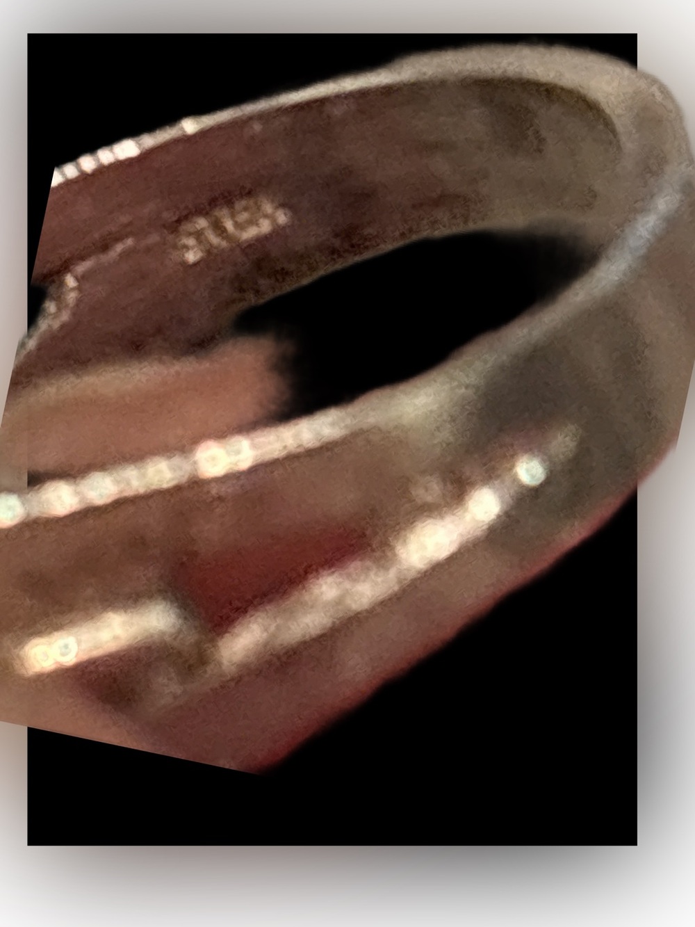 Mid Century Modern Stamped Silver Malachite Ring Size 6 - Picture 10 of 12